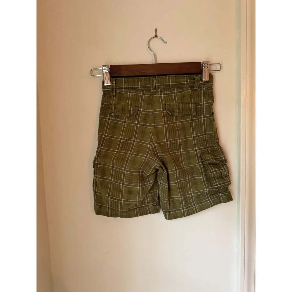 Carters Toddler Boys Olive Green Plaid Cargo‎ Shorts Size 5T Cotton 35623